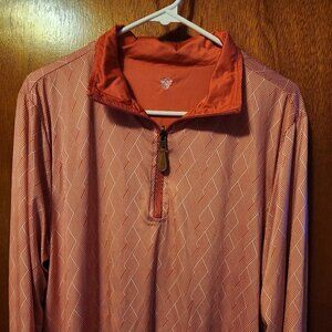 Men's Medium USA Palm Luxe Coral Performance Long Sleeve 1/4 Zip Golf Shirt